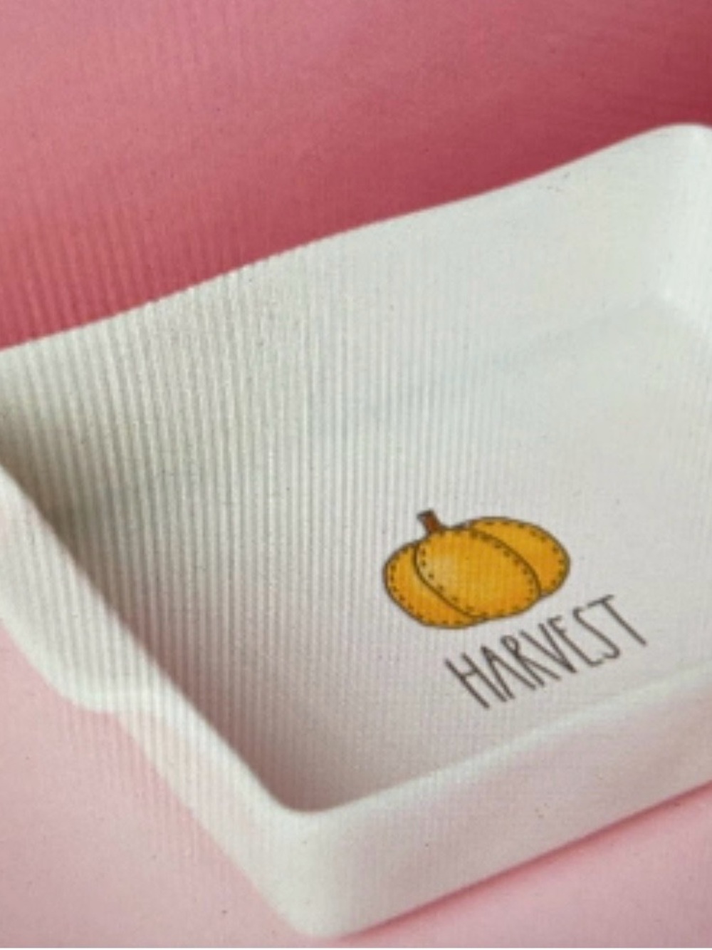 Rae Dunn Handled harvest pumpkin Ceramic Serving Dish in White